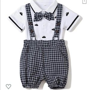 Baby Boys POLO shirt, with bow tie and overalls